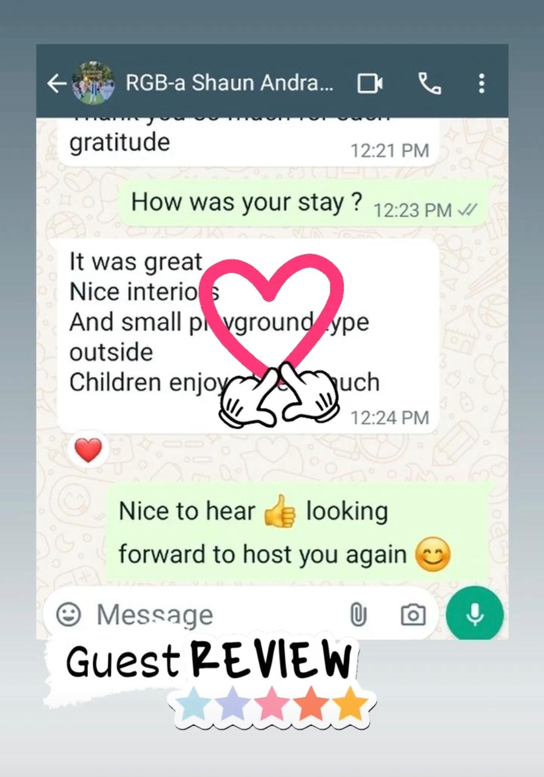 Royal Garden Villas guest WhatsApp review 1