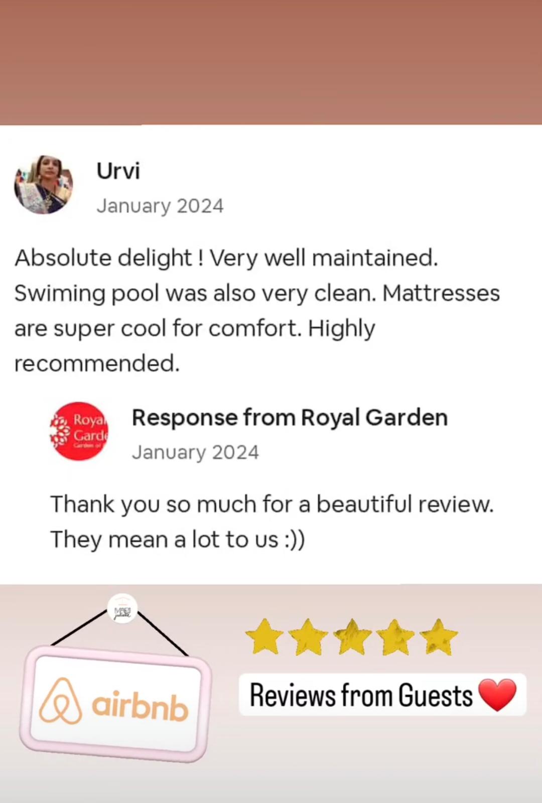 Royal Garden Villas guest WhatsApp review 10
