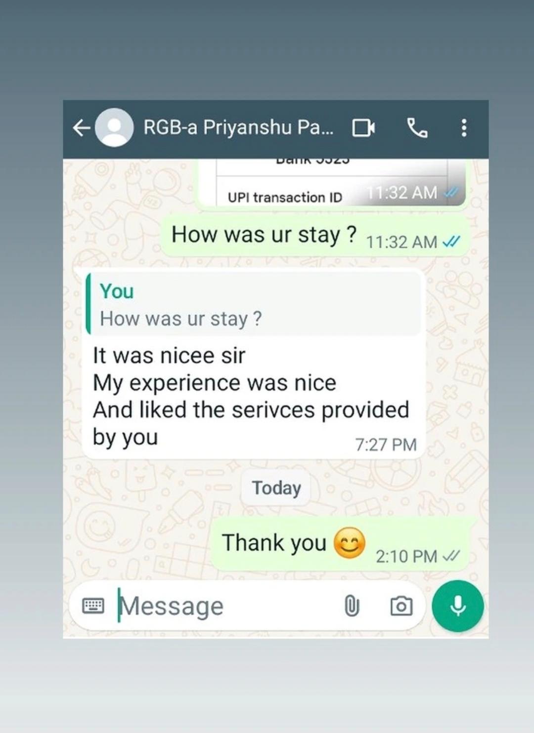 Royal Garden Villas guest WhatsApp review 2