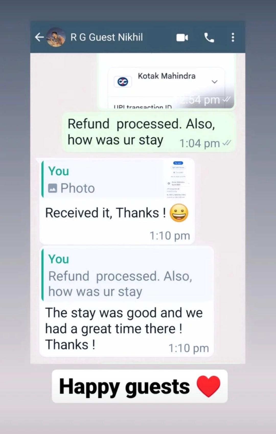 Royal Garden Villas guest WhatsApp review 5
